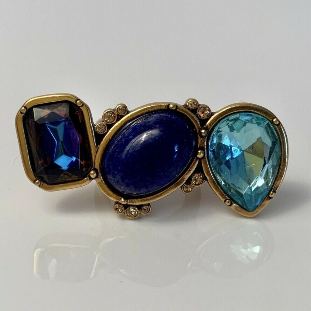 Oscar De La Renta 3-Crystal Ring Adjustable 325$